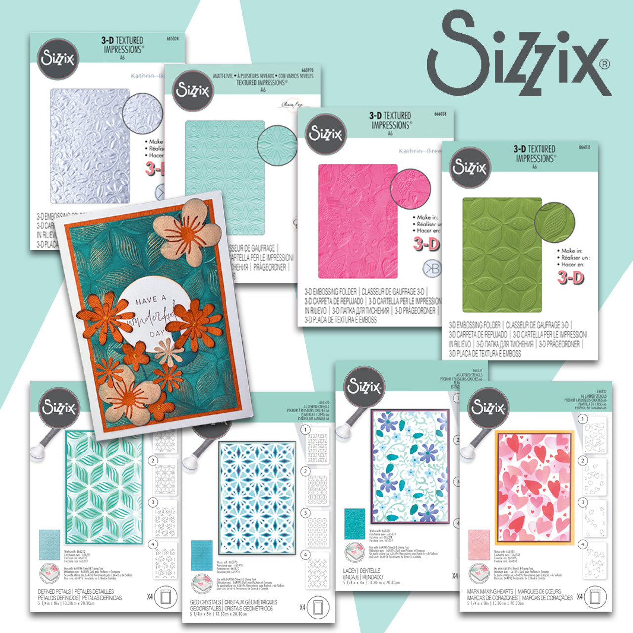 Sizzix Embossing Folders & Layered Stencils 8 Pack I Want It All Bundle -  Scrapbooking Made Simple