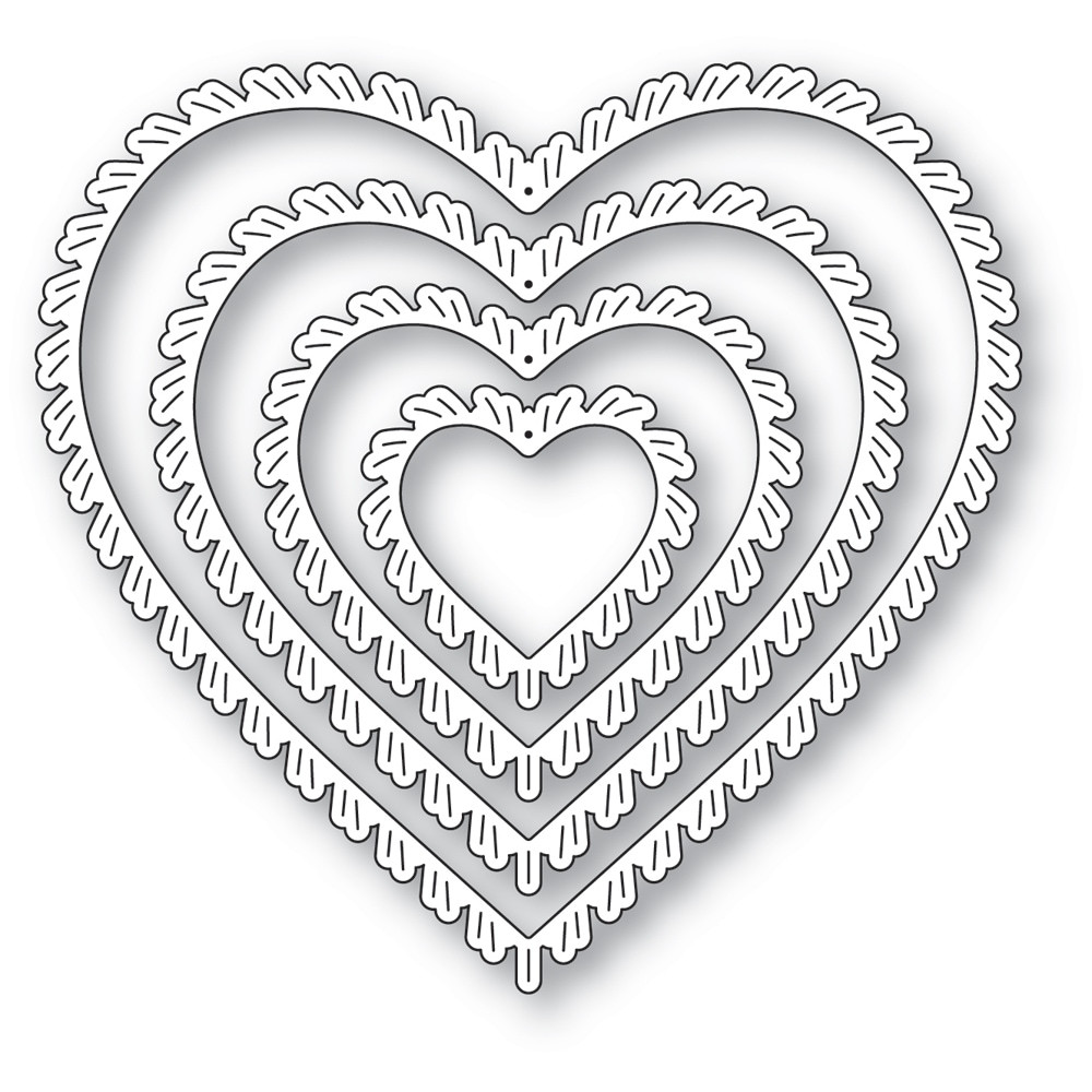 Memory Die Pattern Memory Box Poppystamps Craft Dies - Fringed Heart Frames - Scrapbooking ...