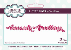 Creative Expressions Craft Dies by Sue Wilson Festive Shadowed Sentiment - Season's Greetings