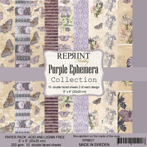 Reprint 8x8in Paper Pad - Purple Ephemera