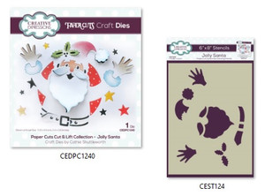 Creative Expressions Festive Paper Cuts Cut & Lift Collection & 6x8in Companion Stencil Bundle - Jolly Santa