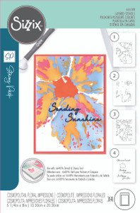 Sizzix A6 Layered Stencils 4PK by Stacey Park - Cosmopolitan, Floral Impressions Sizzix A6 Layered Stencils 4PK by Stacey Park - Cosmopolitan, Floral Impressions