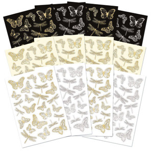 Hunkydory Crafts A4 Stickables Die-Cut Self-Adhesive Butterflies & Dragonflies - Essential Colours
