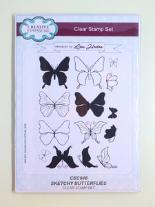 Creative Expressions Clear Stamp Set - Sketchy Butterflies