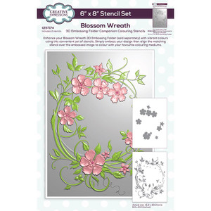 Creative Expressions 6x8in Set of 2 Companion Colouring Stencil - Blossom Wreath