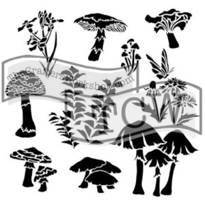 The Crafters Workshop 6x6 Stencils - Whimsical Shrooms
