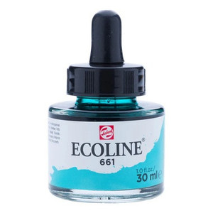 Royal Talens Ecoline Liquid Watercolour, 30ml Pipette Jar - Turquoise Green (661)