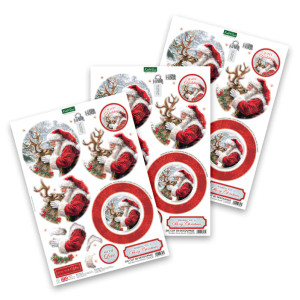 Katy Sue Designs Die Cut 3D Decoupage, Pack of 3 - Reindeer Kisses Bauble
