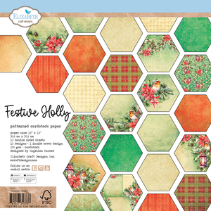Elizabeth Crafts Designs 12X12in Paper Pad - Festive Holly Elizabeth Crafts Designs 12X12in Paper Pad - Festive Holly