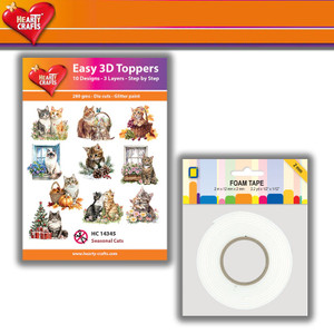 Hearty Crafts Easy 3D Toppers with Free JeJe Foam Tape - Seasonal Cat