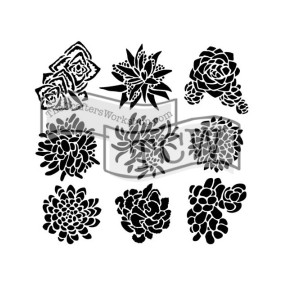 The Crafters Workshop 6x6 Stencils - Pretty Succulents