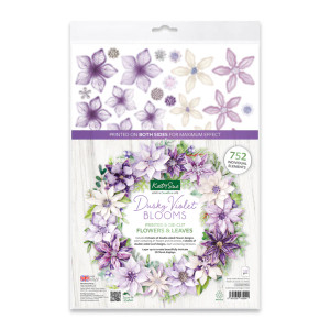 Katy Sue Designs Die Cut Flowers & Leaves, 12 sheets - Dusky Violet Blooms