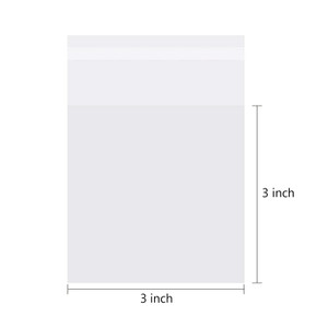 Clear Bags 3x3in + Flap, 100Pcs/Pack