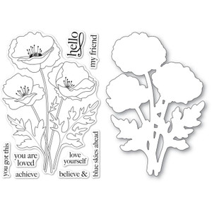 Memory Box Open Studio Clear Stamp and Die Set - Playful Poppies