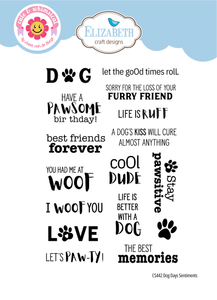 Elizabeth Craft Designs Cute & Whimsical Stamps - Dog Days Sentiments