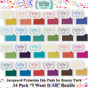 Jacquard Premium Full Size Dye Ink Pad By Stacey Park 24 Pack "I Want It All" Bundle