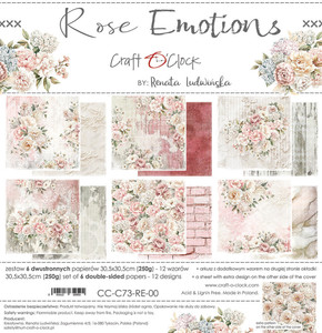Craft O' Clock 12x12in Paper Pad - Rose Emotions