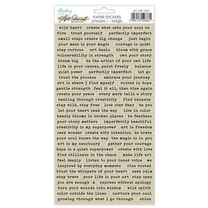 Mintay Papers 6x12in Art Journal Stickers - Phrases 1, Beige