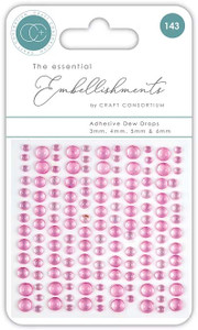 Craft Consortium Adhesive Dew Drops - Pink