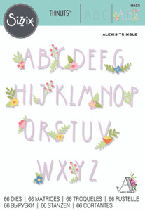 Sizzix Thinlits Die Set 66PK - Floral Alphabet by Alexis Trimble