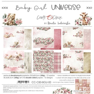 Craft O' Clock 12x12in Paper Pad - Baby Girl Universe