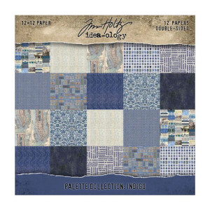Tim Holtz Idea-ology Palette Collection 12X12 Paper Pack - Indigo