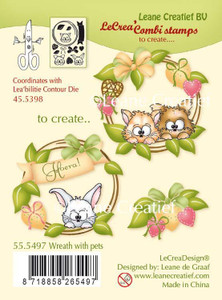 Leane Creatief Lea'bilities  Clear Stamps  - Wreath with Pets