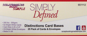 Simply Defined Distinctions Card Bases - A2 Bright 25 White Cards & Envelopes