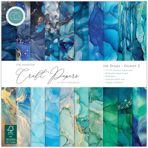 Craft Consortium 12x12in The Essentials Paper Pad - Ink Drop, Ocean 2
