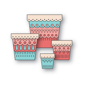 Memory Box Poppystamps Craft Dies - Nordic Scalloped Flower Pots