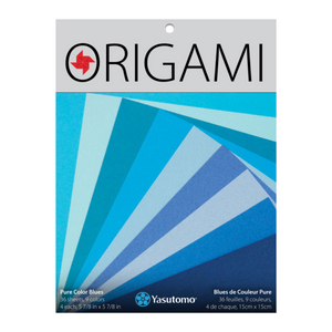 Yasutomo PURE Color Origami 5 7/8in 36 sheets, 9 colors, 4 each - Blues