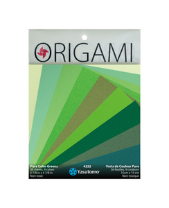 Yasutomo PURE Color Origami 5 7/8in 36 sheets, 9 colors, 4 each - Greens