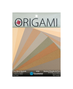 Yasutomo PURE Color Origami 5 7/8in 36 sheets, 9 colors, 4 each - Warm Neutrals