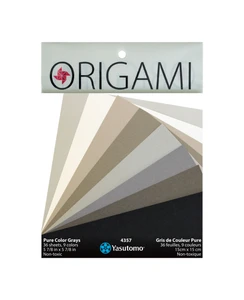 Yasutomo PURE Color Origami 5 7/8in 36 sheets, 9 colors, 4 each - Grays