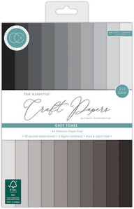 Craft Consortium The Essentials Craft Papers A4 Premium Paper Pad - Grey Tones