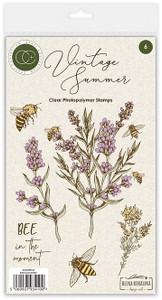 Craft Consortium Photopolymer A6 Stamp Set - Vintage Summer, Bee & Lavender