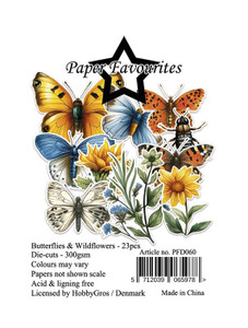 Paper Favourites Die Cuts, 23pcs - Butterflies & Wildflowers