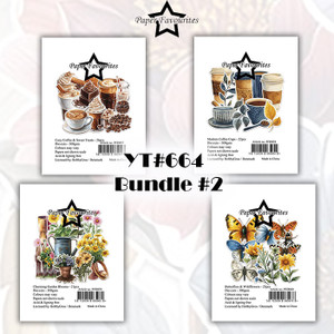 Paper Favourites YT#664 4 Pack "I Want It All" Die Cuts Bundle #2 - Coffee, Blooms, & Butterflies