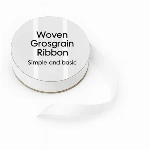 Simple and Basic Woven Grossgrain Ribbon - White