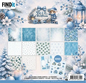 Find-It Trading 8x8in Paper Pack by Berrie's Beauties - Blue Christmas