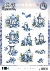 Find-It Trading 3D Pushout Sheet by Berrie's Beauties - Blue Christmas, Christmas Lanterns