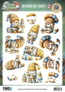 Find-It Trading 3D Pushout Sheet by Berrie's Beauties - Happy Gnomes, The Tiny Baker