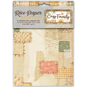 Stamperia A6 Printed Mini Rice Paper Backgrounds, 8 Sheets - Cozy Family