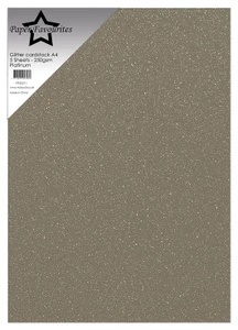 Paper Favourites A4 Glitter Cardstock 250gsm, 5 Sheets - Platinum