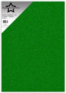 Paper Favourites A4 Glitter Cardstock 250gsm, 5 Sheets - Green
