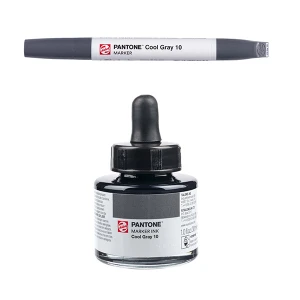 Royal Talens Pantone Dual Tip Cool Gray Marker & Ink Refill Bottle - Cool Gray 10