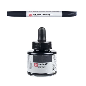 Royal Talens Pantone Dual Tip Cool Gray Marker & Ink Refill Bottle - Cool Gray 11