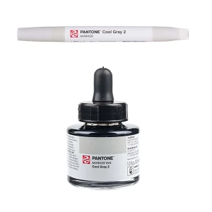 Royal Talens Pantone Dual Tip Cool Gray Marker & Ink Refill Bottle - Cool Gray 2
