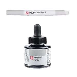 Royal Talens Pantone Dual Tip Cool Gray Marker & Ink Refill Bottle - Cool Gray 3