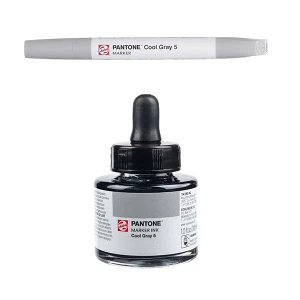 Royal Talens Pantone Dual Tip Cool Gray Marker & Ink Refill Bottle - Cool Gray 5